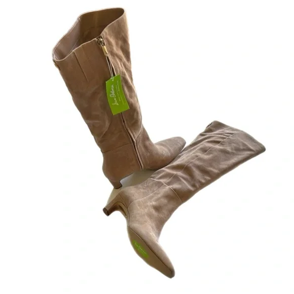 Sam Edelman Molly Suede Leather Knee High Nude Kitten Heel Boots (WIDE CALF) - Picture 2 of 11